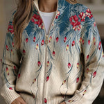 Marion | Cardigan à motif de plumes de paon