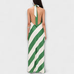 Marlowe - Robe longue rayée, dos nu, col halter