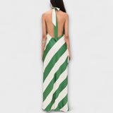 Marlowe - Robe longue rayée, dos nu, col halter
