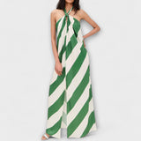 Marlowe - Robe longue rayée, dos nu, col halter