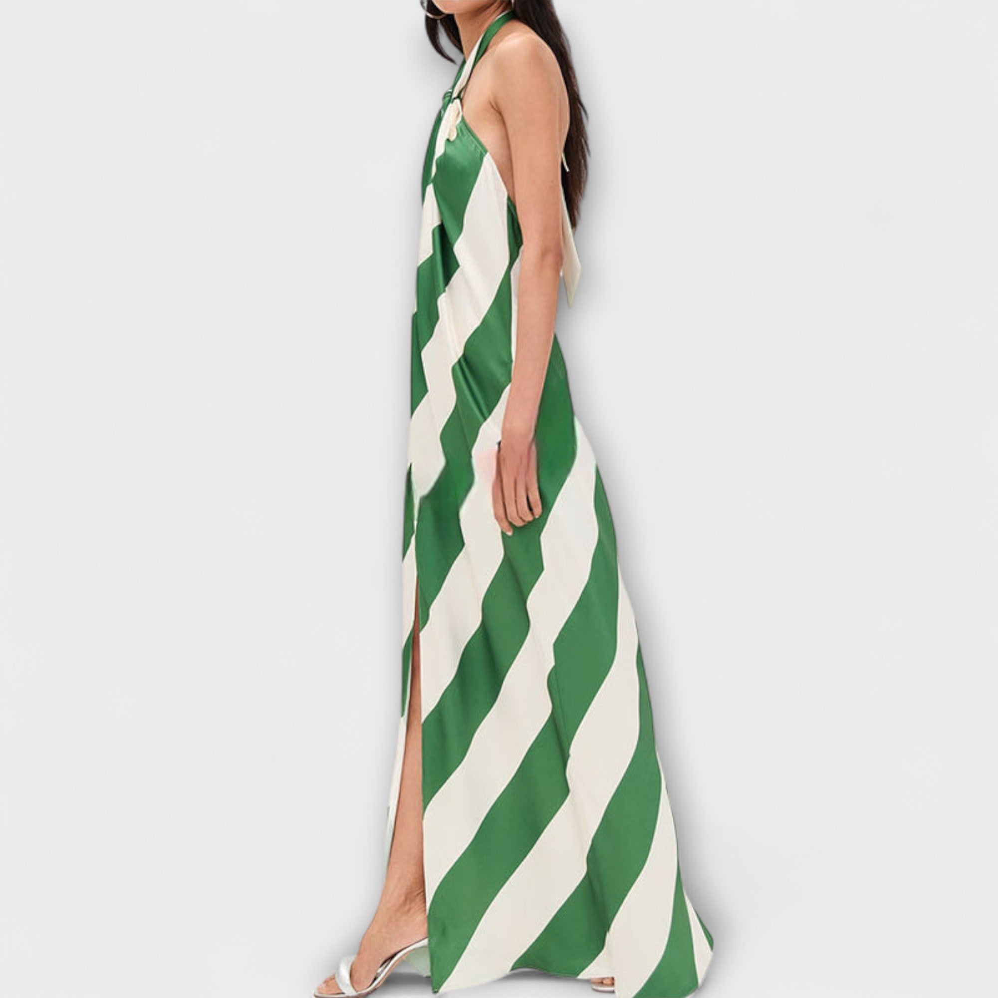 Marlowe - Robe longue rayée, dos nu, col halter