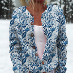 Mary | Cardigan à motif botanique bleu
