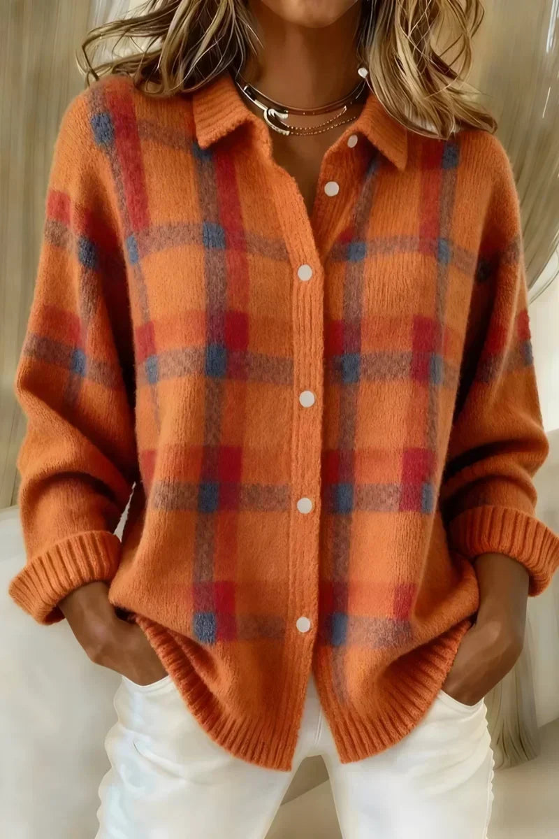 Megan | Cardigan tricot à carreaux