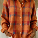 Megan | Cardigan tricot à carreaux