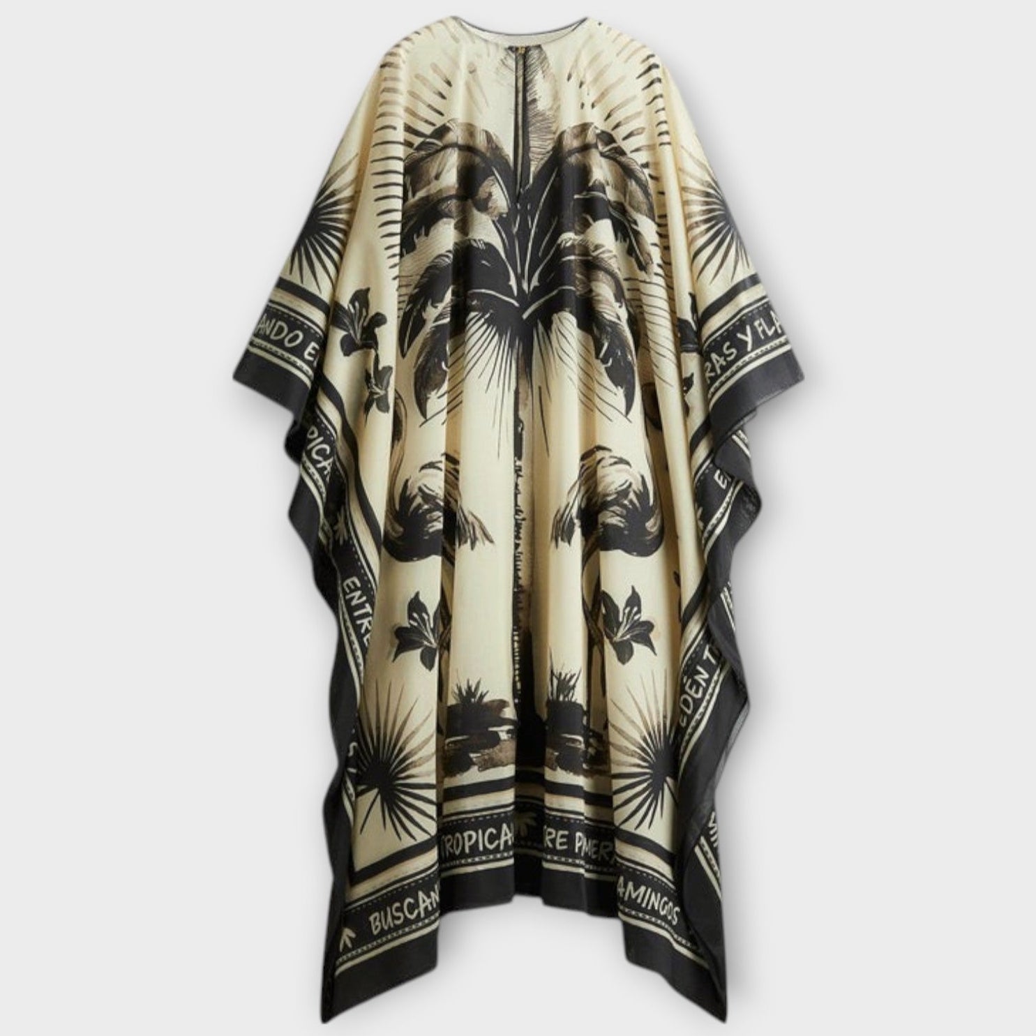 Melissa - Caftan long oversize à imprimé flamants roses