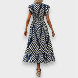 Milena | Robe à imprimé intégral et taille smockée