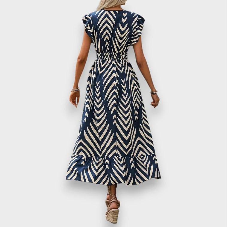 Milena | Robe à imprimé intégral et taille smockée
