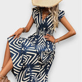 Milena | Robe à imprimé intégral et taille smockée