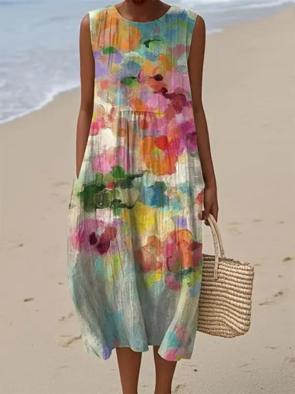 Mirte - Robe midi multicolore polyvalente