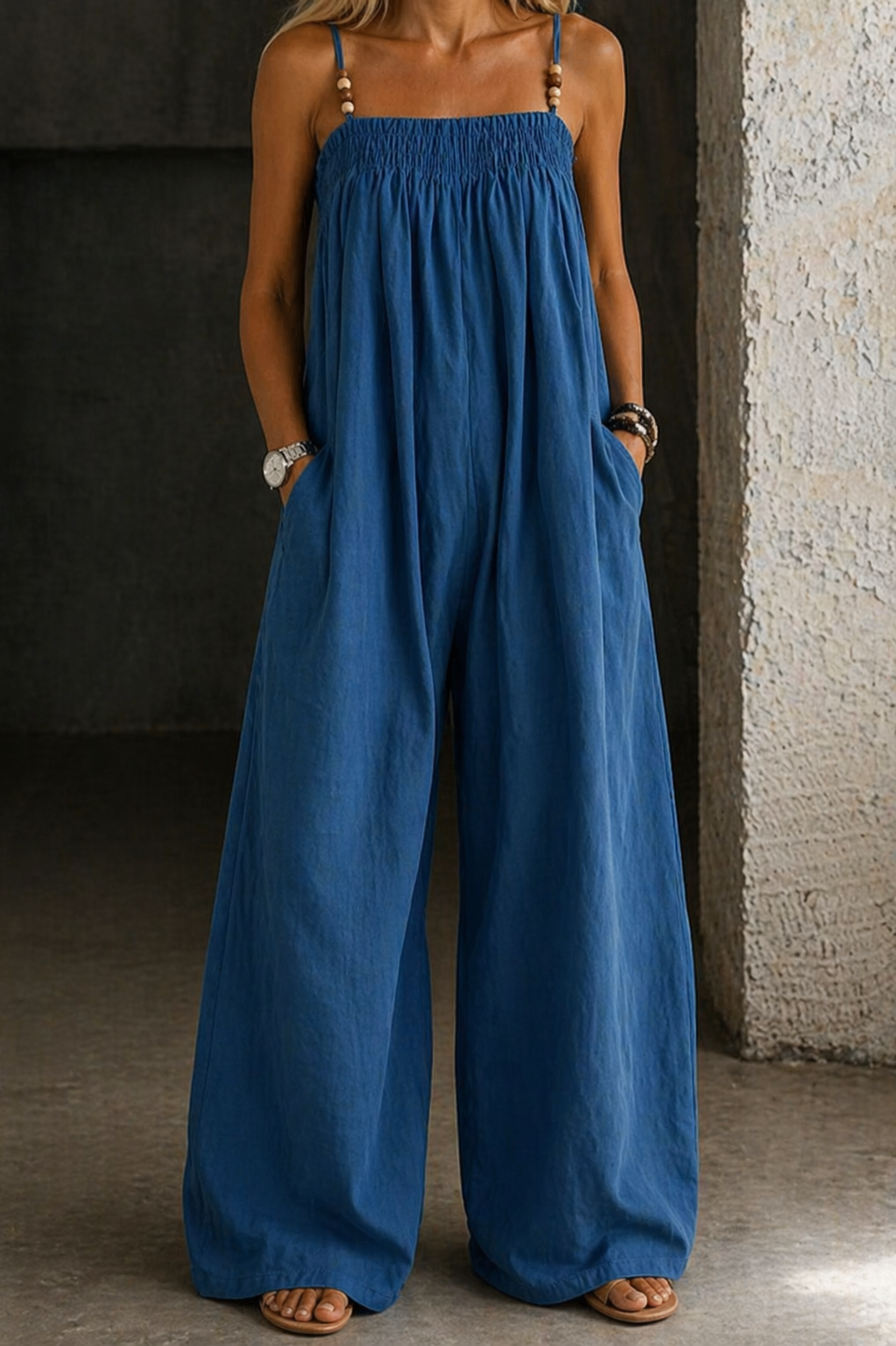 Molly - Combinaison en denim jambes larges