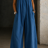 Molly - Combinaison en denim jambes larges