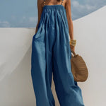 Molly - Combinaison en denim jambes larges