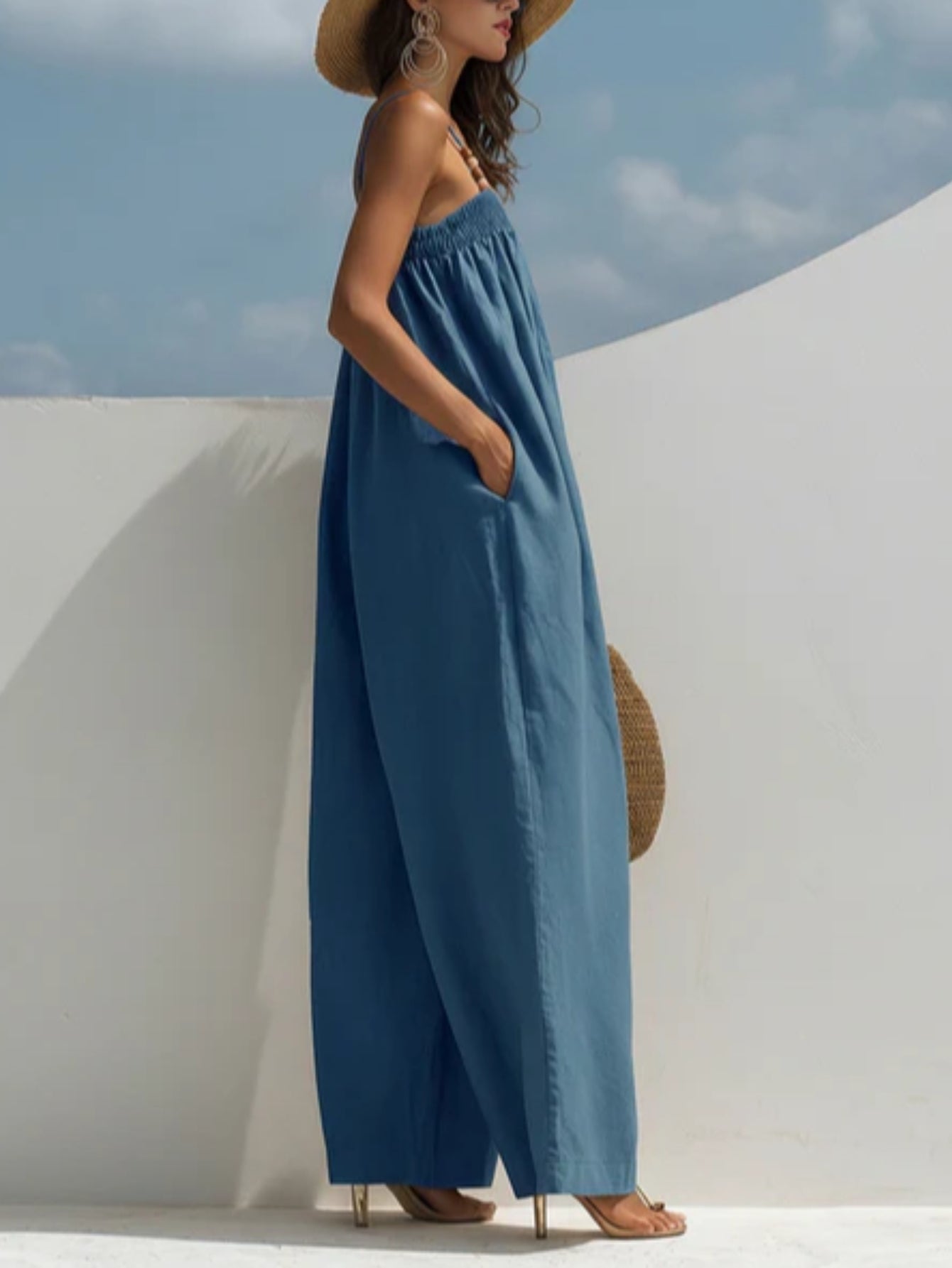 Molly - Combinaison en denim jambes larges
