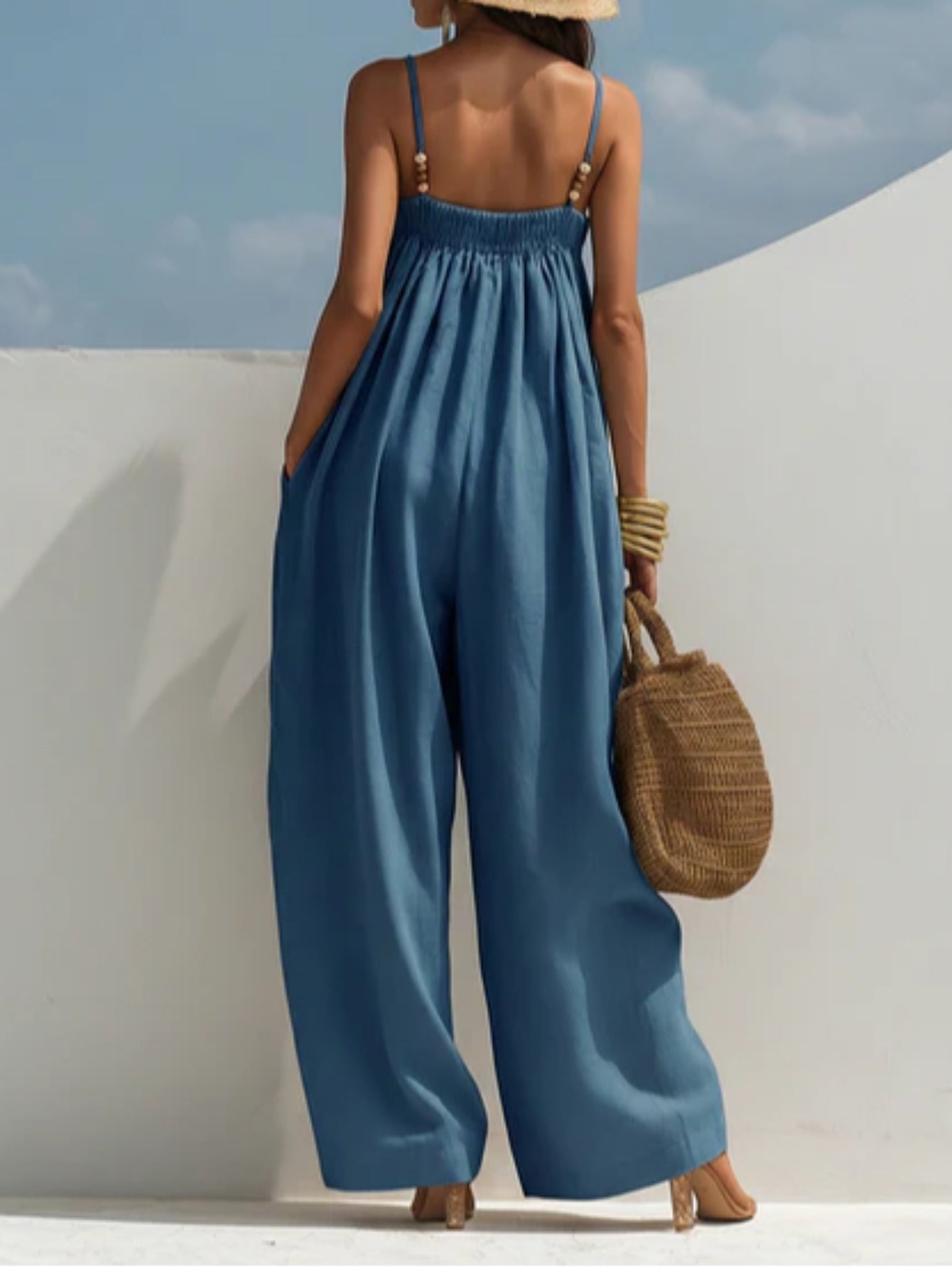 Molly - Combinaison en denim jambes larges