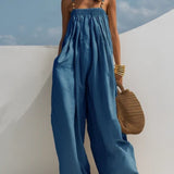 Molly - Combinaison en denim jambes larges