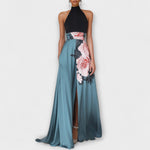 Natalie - Robe longue trapèze fleurie à col rond sans manches