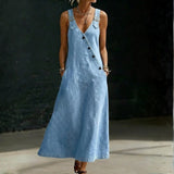 Niamh - Robe longue en denim boutonnée