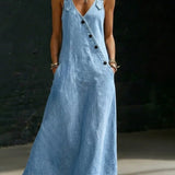 Niamh - Robe longue en denim boutonnée