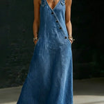Niamh - Robe longue en denim boutonnée