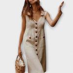 Nora – Robe trapèze en coton et lin avec col