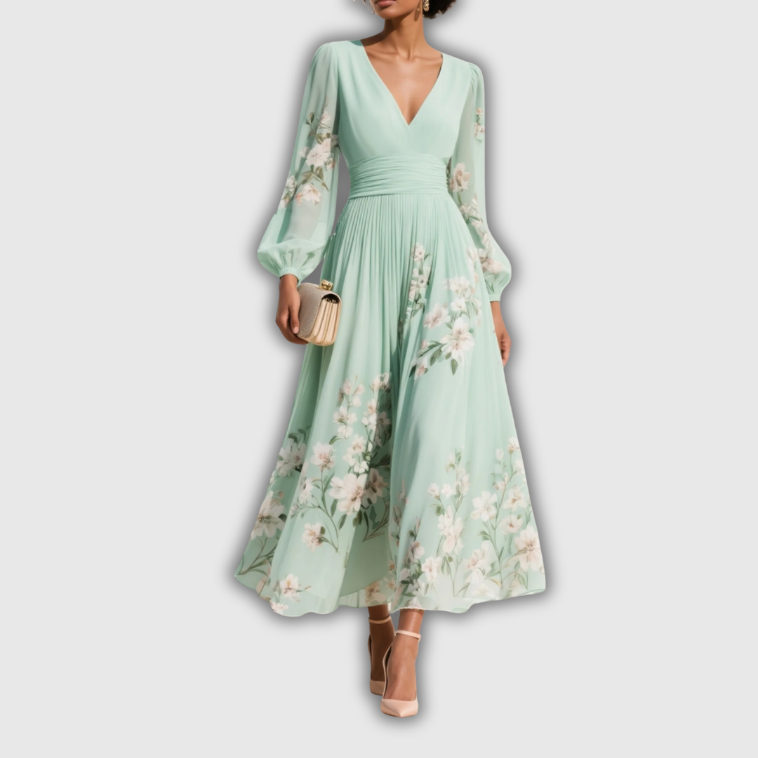 Odelia – Robe midi fleurie à la silhouette fluide