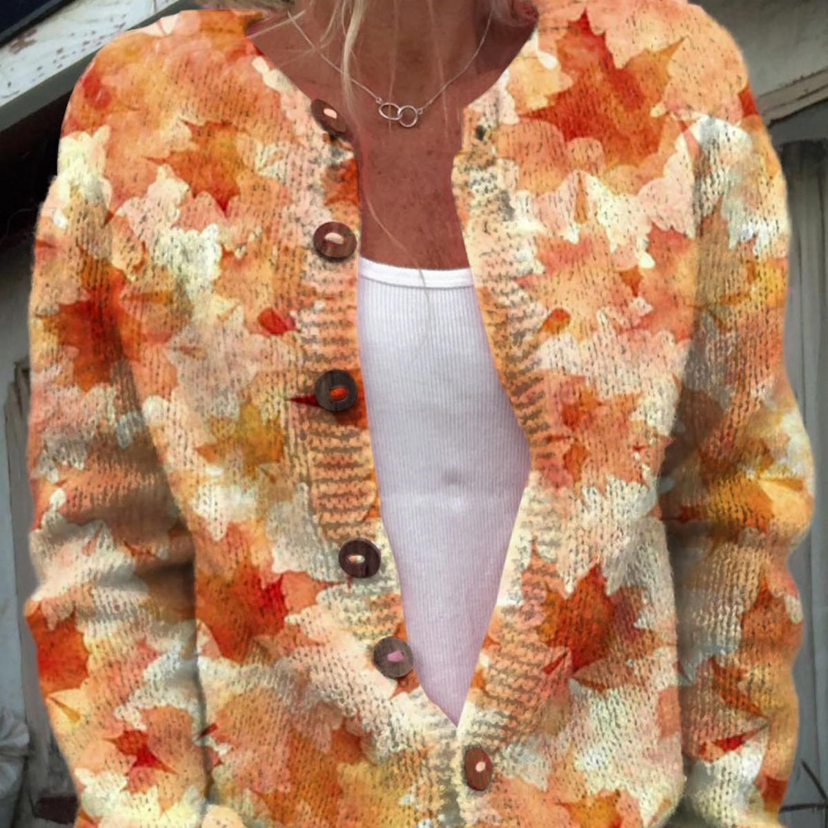Damaris | Cardigan à imprimé feuilles d'automne