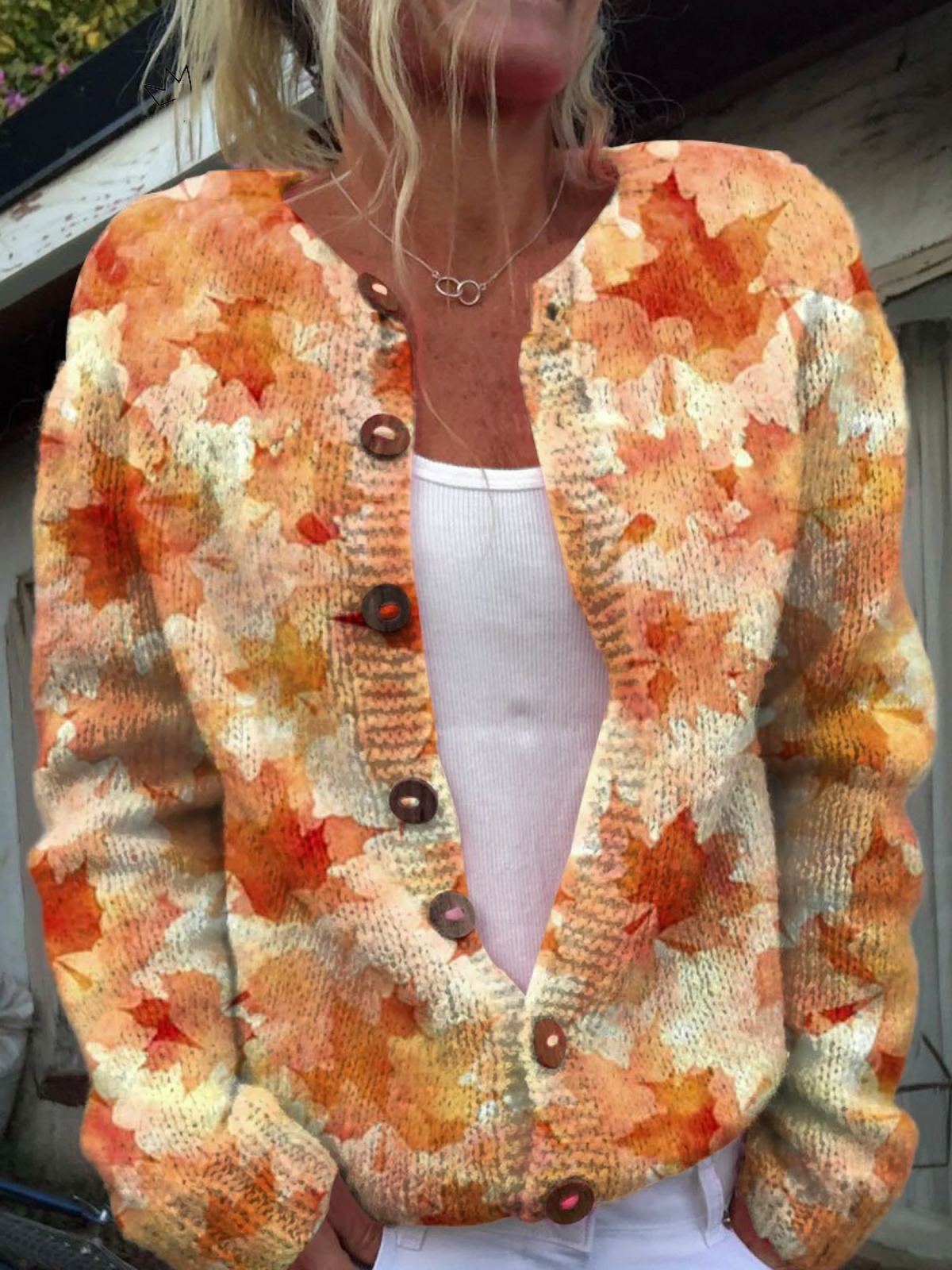 Damaris | Cardigan à imprimé feuilles d'automne