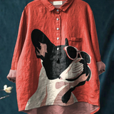 Paula | Blouse décontractée à adorable motif bouledogue français