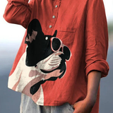 Paula | Blouse décontractée à adorable motif bouledogue français