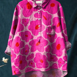 Paula | Blouse décontractée femme à imprimé floral rose vif