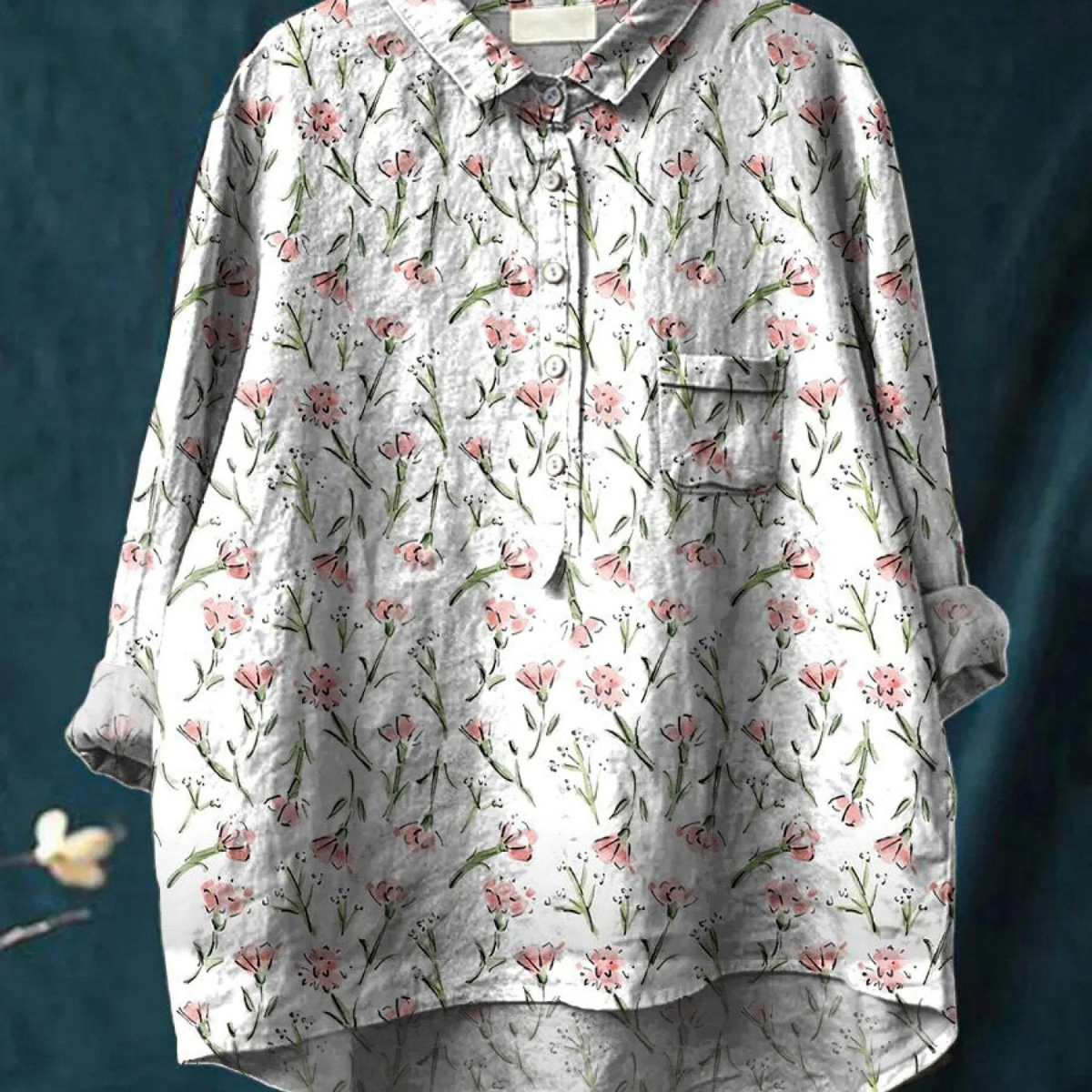 Paula | Blouse décontractée femme à motif floral rose de printemps