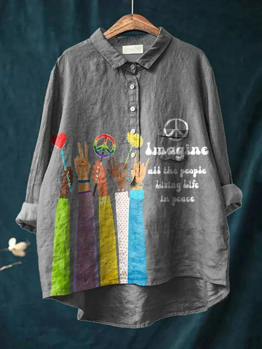 Paula | Blouse femme à imprimé bohème Peace