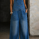 Phoebe - Salopette en denim à taille élastiquée