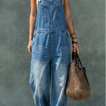 Phoebe - Salopette en denim à taille élastiquée
