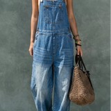 Phoebe - Salopette en denim à taille élastiquée