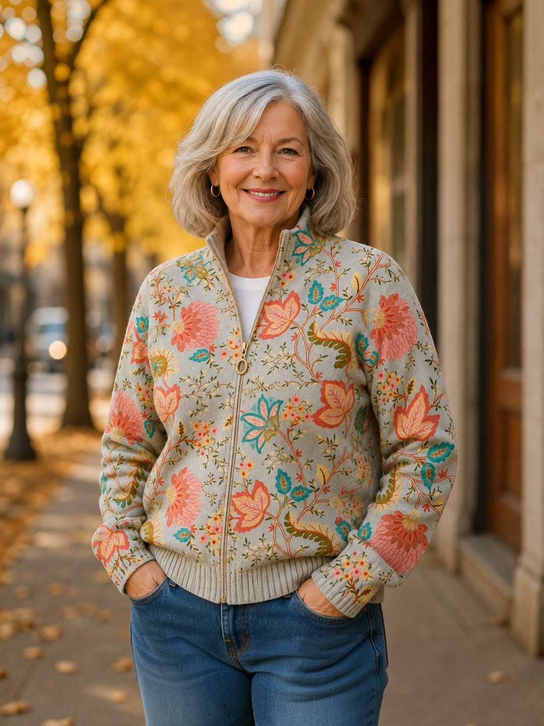 Pierrette | Cardigan à motif de jardin fleuri