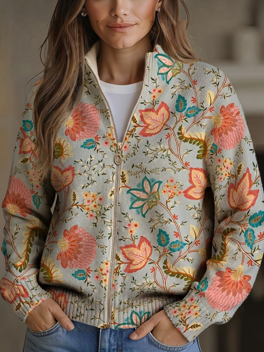 Pierrette | Cardigan à motif de jardin fleuri