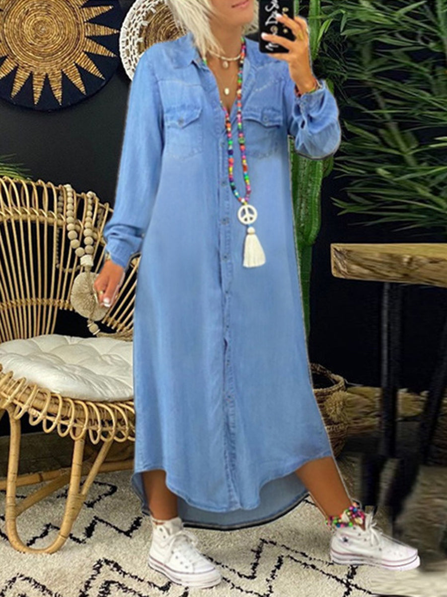 Pippa - Robe chemise en denim chic décontracté