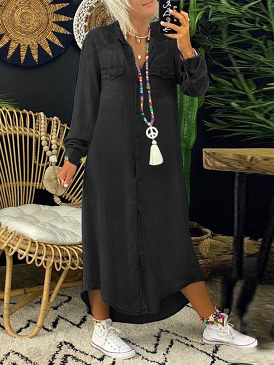 Pippa - Robe chemise en denim chic décontracté