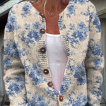 Gaynor | Cardigan crème à fleurs bleues