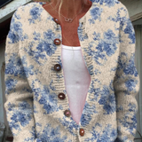 Gaynor | Cardigan crème à fleurs bleues