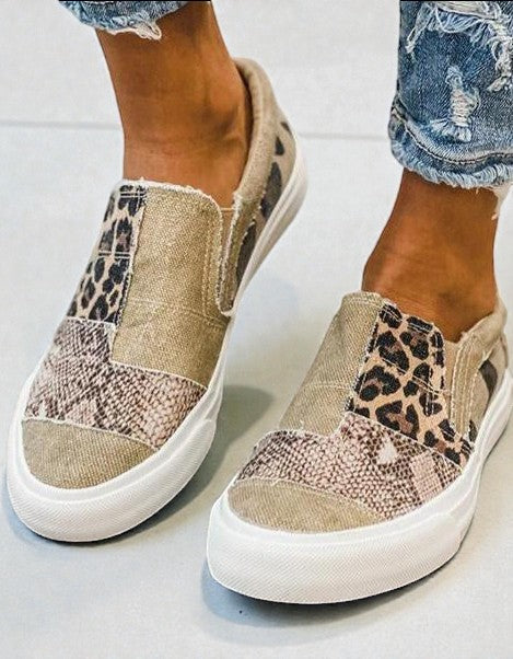 Quinny | Chaussures en toile imprimé léopard décontractées