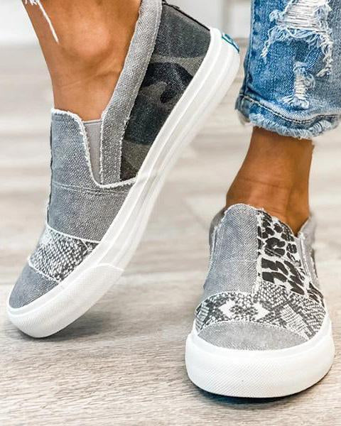 Quinny | Chaussures en toile imprimé léopard décontractées