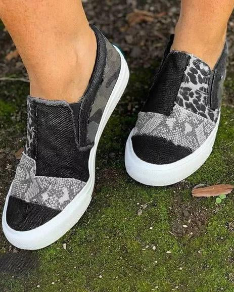 Quinny | Chaussures en toile imprimé léopard décontractées