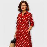 Robe chemise moderne à col et manches trois-quarts