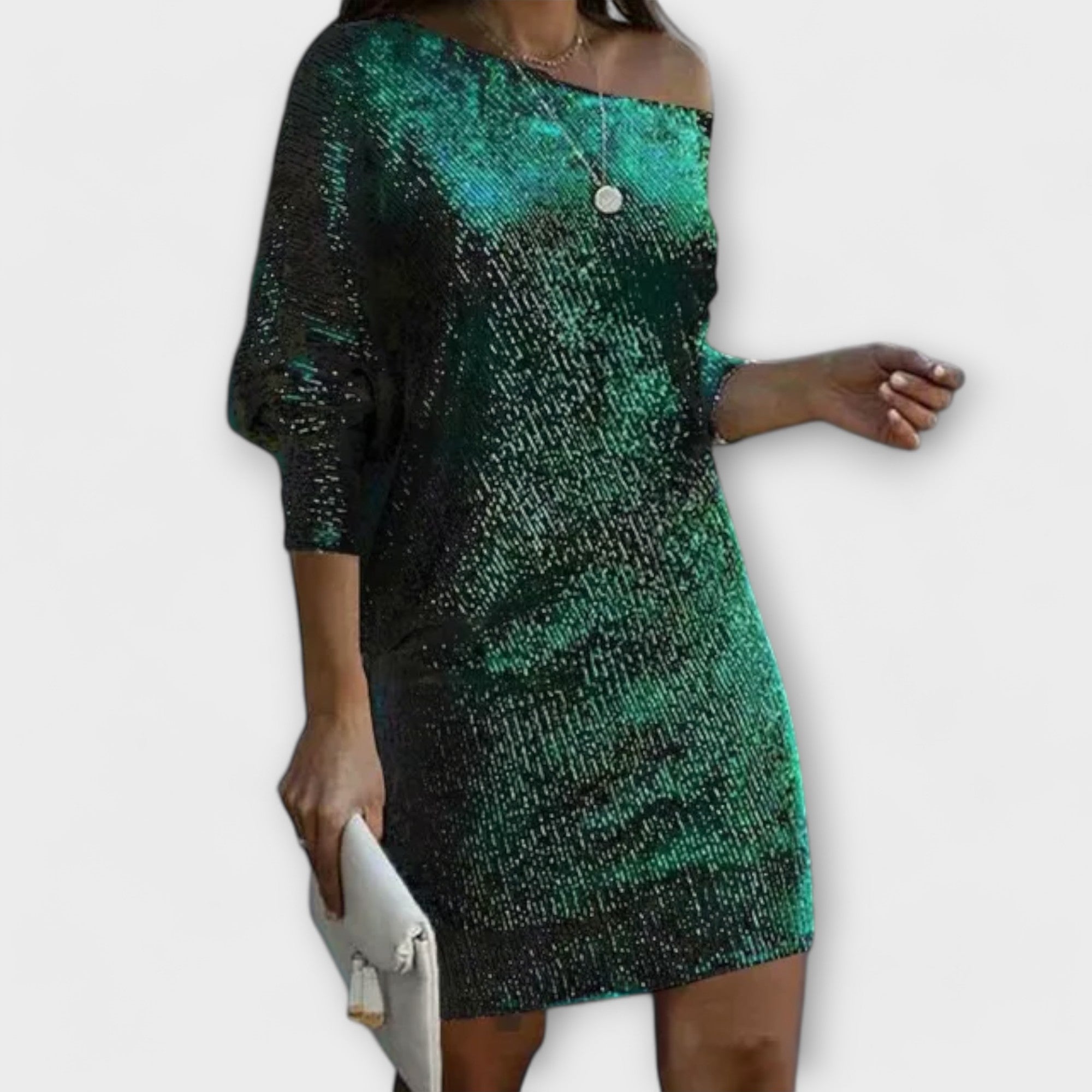 Robe de fête à sequins et contrastes