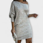 Robe de fête à sequins et contrastes
