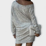 Robe de fête à sequins et contrastes