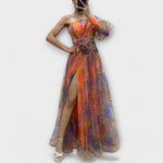 Robe de soirée élégante à bretelle asymétrique et coupe ajustée