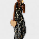 Robe élégante à col en V et détail pailleté